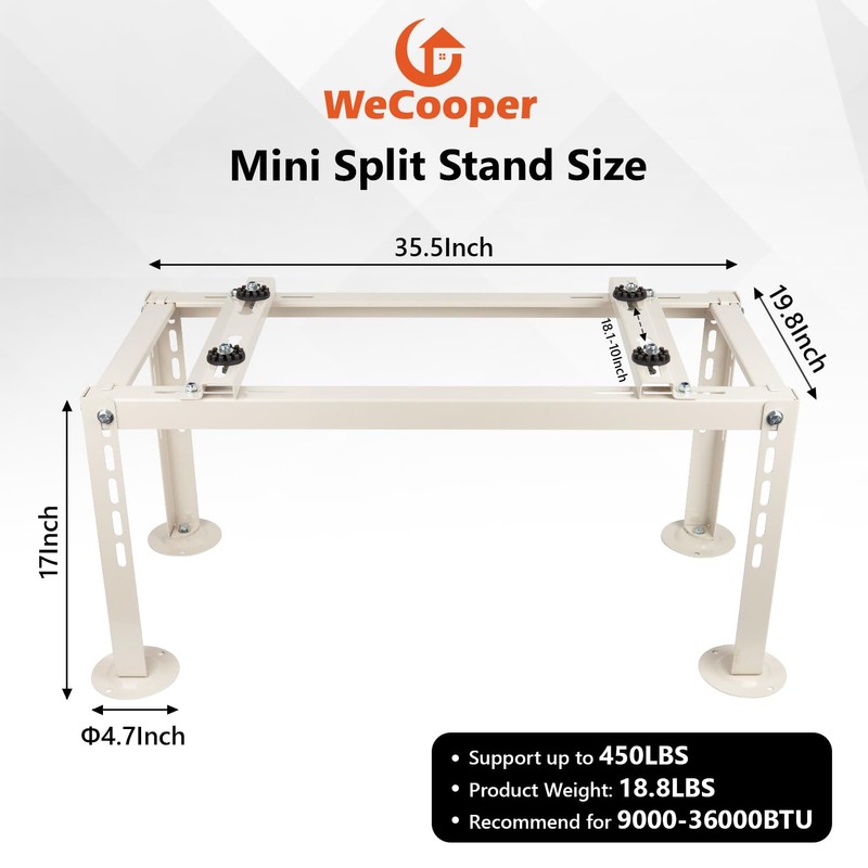 WeCooper Mini Split Ground Stand for 9000-24000 BTU Ductless AC