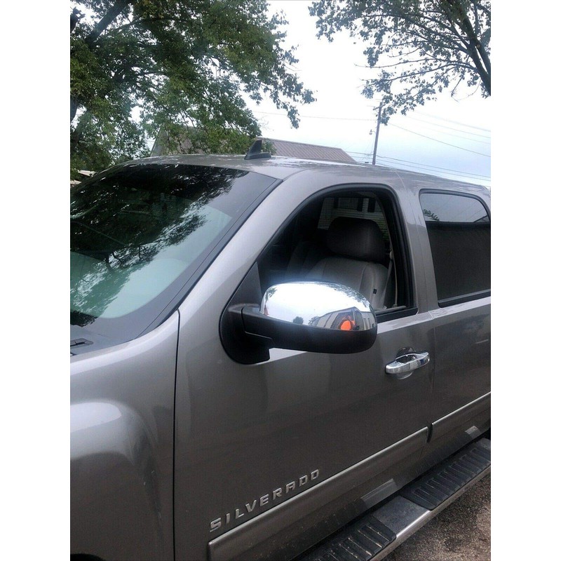 ECOTRIC Chrome Pair Half Mirror Covers Compatible with 2007-2014 Chevy