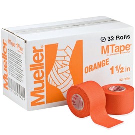 MUELLER Sports Medicine MTape Rolls Team Pack, Quality Athletic Tape, Easy to Tear for Fast & Effective Taping, 1.5" x 10 Yards Per Roll, 32 Rolls, Orange