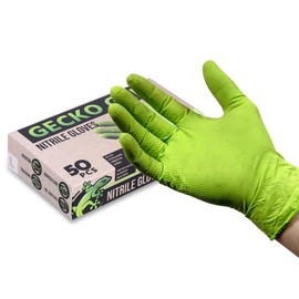 Nitrile Gloves 8 Mil Diamond Textured - Durable Puncture Resistant Industrial Grade, Safety Work, Food Safe, Green Gloves (50-Green, Large)