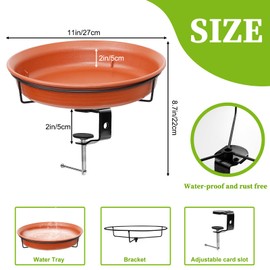 AUHOKY Deck Mounted Bird Bath Bowl Spa for Outside, Detachable Unheated Birdbath Bowl & Heavy Duty Sturdy Clamp, Outdoor Garden Mounted Birdfeeder for Attracting Birds(Brown)