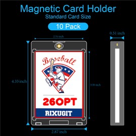 10-Pack One Touch Magnetic Card Holder - 260PT Magnetic Trading Card Holder, Baseball Card Holder, Sports Card Holder, Card Protector for Game Baseball Sports Card, Fit for Various Standard Card