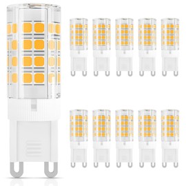 DiCUNO G9 LED Light Bulb 4W, 40W Halogen Replacement, Warm White 3000K, 450 Lumen, G9 Bi-Pin Ceramic Base Bulb, 120V, Non-dimmable, for Chandelier Lighting, Pendant Light, 10-Pack