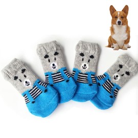 Anti Slip Dog Socks 2 Pairs Dog Grip Socks Pet Paw Protector for Small Dogs M