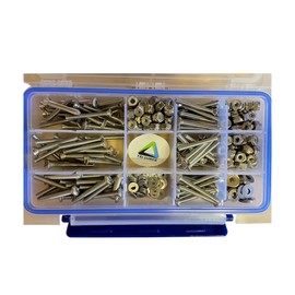 Waterproof Marine/Boating high Quality 316 Stainless Steel (360) #10-24 1 1/2", #8-32 1 1/2", Lock Nuts, Flat Washer Machine Screw Assortment Kit, surtido de fijaciones inoxidable
