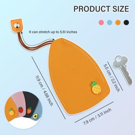 AfitLulu 4 Pieces Key Bag Creative Pull-Out Style Key Case for Men and Women, PU Leather Key Organiser Sleeves with Key Ring, Car Key Bag for House Keys, Style 3, Casual