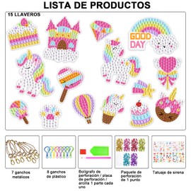 MECOS Artes y Manualidades para Niñas, juguete pintado con diamantes para niños con llaveros, Kit de Pintura de Diamantes para Niños, Llaveros de Kit Artesanía DIY, Regalos para Niñas y Niños de Cumpleaños, Navidad, Juguetes para Niñas 3 a 12 Añ