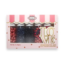 Sprinkles - Confect Sprinkles for Cakes & Cupcakes Decoration Assorted pack of 5 Red Carpet Night Disco Ball Mashup Sprinkles Mix Red, Black & Pink Dragees Navy Blue Sparkling Sugar - 3.5 Oz