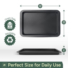 Zuvo - Baking Trays (3 Pack) – 32cm Oven Trays for Baking, Roasting & Cooking – Carbon Steel Baking Sheets with Easy Clean Non-Stick Coating – Oven & Dishwasher Safe