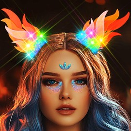 JEWEKY Light Up Flame Hair Clips Led Rave Fire Hair Accessories for Women
