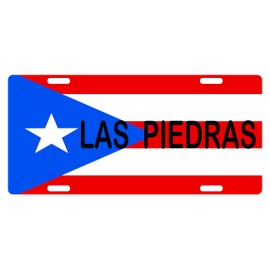 Fast Service Designs Puerto Rico Flag LAS PIEDRAS License Plate PR Boricua Isla Del Encanto Emblem