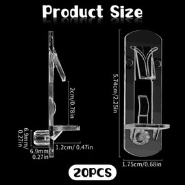 20PCS Plastic Locking Shelf Support Pegs, Transparent Shelf Pins, Self-Locking Cabinet Bracket Clips, Suitable for Kitchen Furniture Bookshelves, 6.9mm Peg x 3/4" Thick Shelve