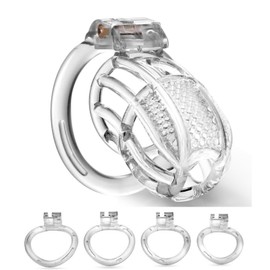 Mesh Honeycomb Breathable Cage for Men's Sports, a Must-Have Accessory for Fitness and Bodybuilding, with 4 Fixed carabiners (40mm/43mm/44mm/46mm) (Clear, L)