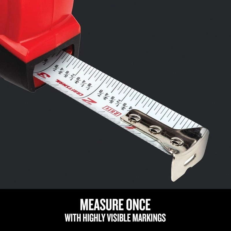 Craftsman 25-Ft Tape Measure with Fraction Markings, Retractable, Self-Locking Blade