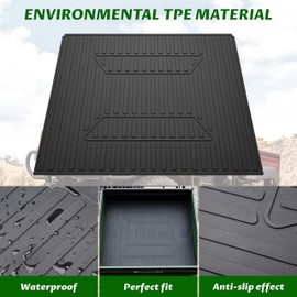 SAUTVS TPE Cargo Bed Mat Liner for Kawasaki Mule, Rubber Rear Cargo Bed Mat All Weather Protector Slush Liner for Kawasaki Mule 2010 2500 3000 3010 4000 4010 1990-2025 Accessories (Replace #KAF25-023)