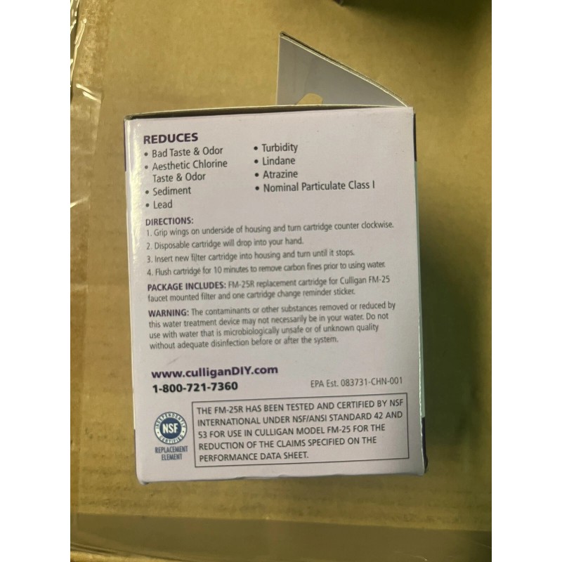Culligan FM-25R Faucet Mount Replacement Water Filter Cartridge New Sealed
