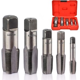 KEWAYO 5pcs NPT Pipe Tap Set Thread Forming Taps Pipe Taps 1/8" 1/4" 3/8" 1/2" 3/4" Threading Pipe Tap Set Pipe Threading Tools