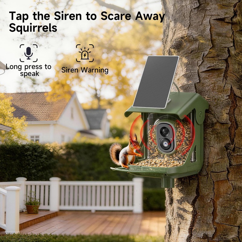 CINMOORE Smart Bird Feeder with Camera - Solar Powered, AI