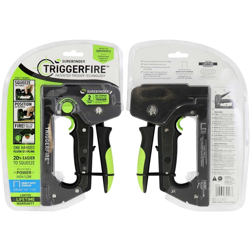 Surebonder TRIGGERFIRE Heavy Duty Narrow Crown Staple Gun with Trigger