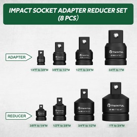 TIWINTUL 8 Pcs Impact Socket Adapter & Reducer Set, CR-MO, 1/4", 3/8", 1/2", 3/4", 1" Drive Socket Adapter Set with Blow Molded Case for Mechanic, Industrial Repair, Socket, Wrench, Driver Conversions