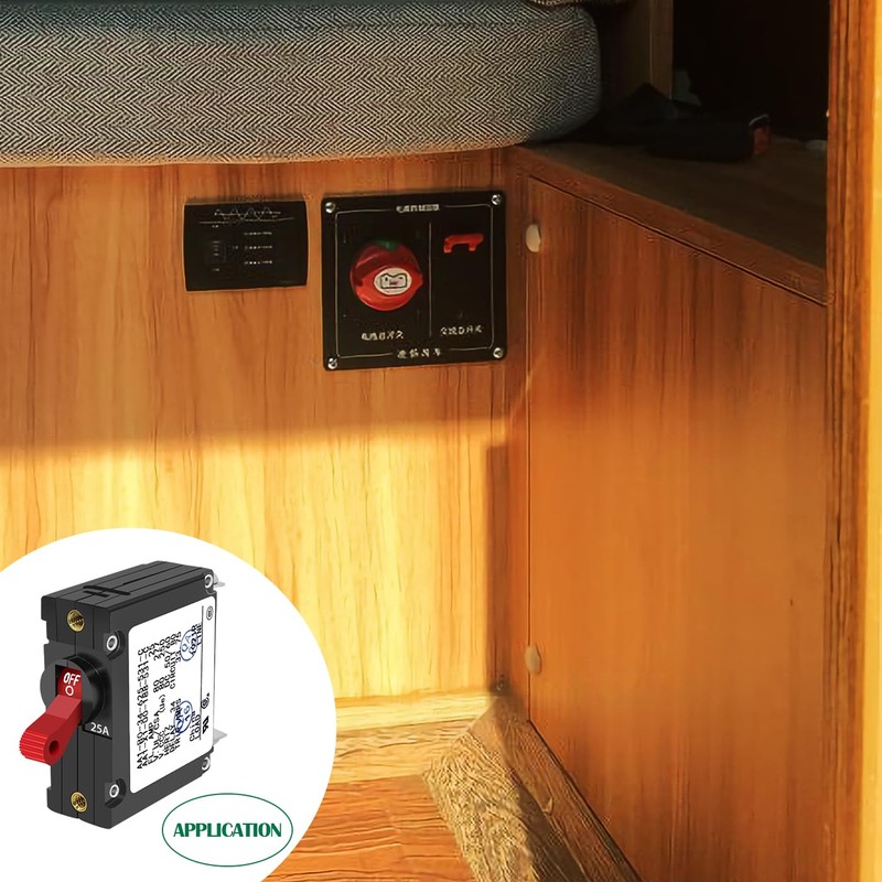 A-Series 25A Boat Circuit Breaker Magnetic with Red Toggle AC/DC