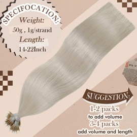 Hetto Blonde Nanoring Real Hair Extensions Remy Real Hair Nanoring Extensions Cold Fusion Nano Ring Extensions Real Hair Platinum Blonde 35 cm #60 50 g