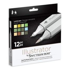 Illustrator by Spectrum Noir 12 Piece Twin Tip Artist Alcohol Marker, Landscape