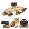 Garden Hose Splitter 4 Way Brass,3/4" Tap Splitter Shut Off