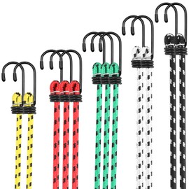 Gepäckspanner mit Haken Set 12-teilig, 5 Längen: 30 cm, 40 cm, 60 cm, 80 cm & 100 cm, Spanngummi, Gummispanner, Fahrrad Spanngurt, Spannseil, Expander mit Haken für Transport, Camping, Auto, Fahrrad