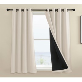 Rutterllow 52x36 inch Short Full Shading Blackout-Curtains for Living Room, Copper Grommet Solid Portable Noise Reduction Privacy Window Treatment Drapes for Bedroom (Stone Blue, 2 Panels)