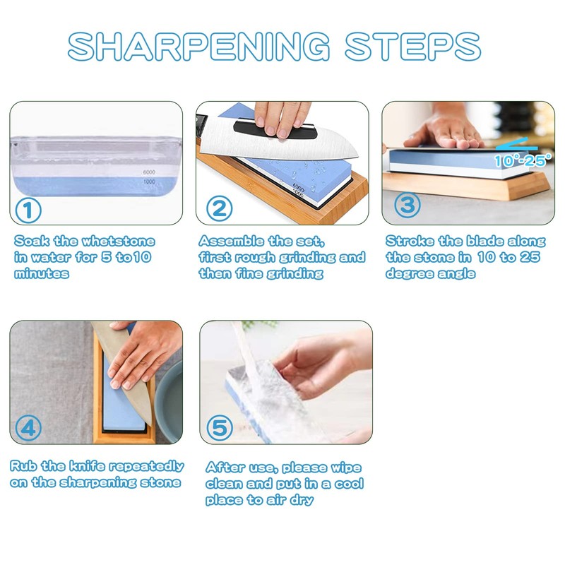 Whetstone Knife Sharpening Stone Kit - Double Sided Whetstone Knife