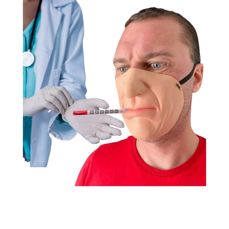 Rubber Johnnies Johnniesfx, THERMOMETER HALF Face MASK, SICK, ILL, HOSPITAL,