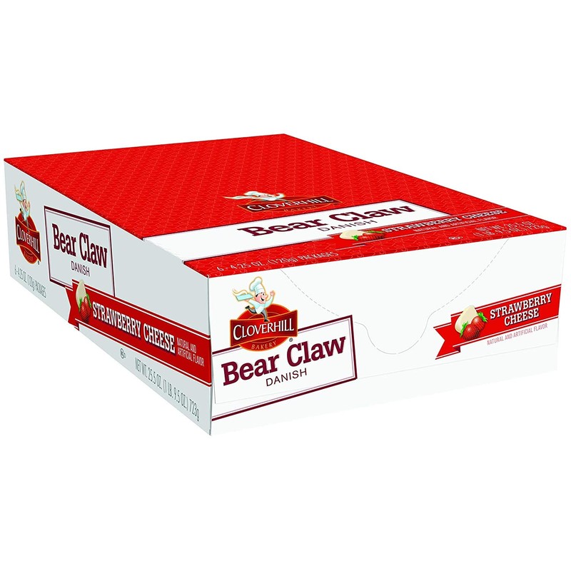 Cloverhill Strawberry Bear Claws | Individually Packaged | 12 Pack