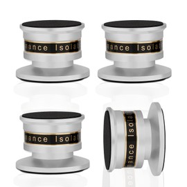 YuanYong Speaker Insulation Feet Aluminium Audio Feet Speaker Spikes Height Adjustable Speaker Feet Absorber Vibration Damper for HiFi Speaker Audio Amplifier (45 x 33 mm, Silver)