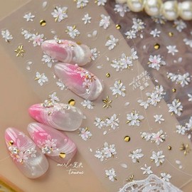 Nail Store Nail Sticker-688 Cherry Blossom See-through Daisy Flower, 1 Piece, 1.MS936D780 / 네일스토어 네일스티커-688 벚꽃 시스루 데이지 꽃, 1개, 1.MS936D780