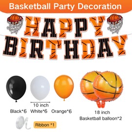 PANRRPERS 21 Pcs Basketball Decorations Basketball Birthday Banners with Balloons for Kid Boy Adult Birthday Sports Party Decorations