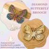 EAVUYIS Pack of 2 Brooch, Retro Butterfly Brooch Rhinestone Brooch