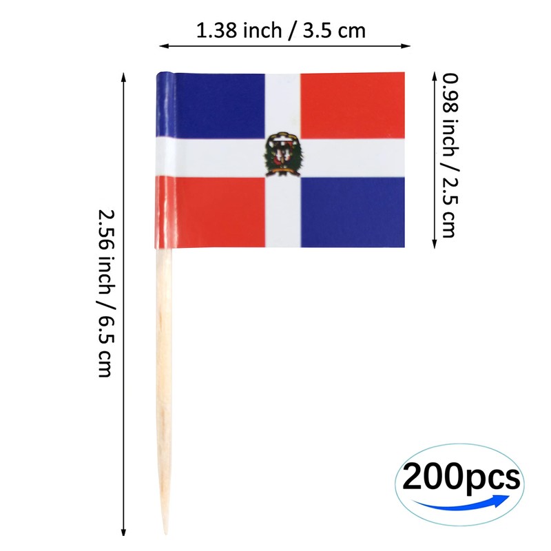 JBCD Dominican Toothpick Flag Mini Small Cupcake Topper Flags, 200pcs