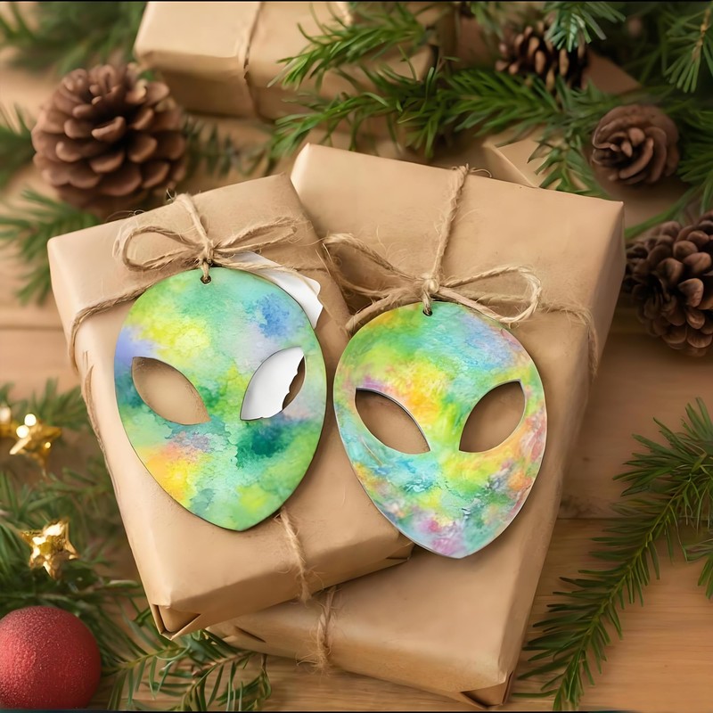 30Pcs Unfinished Alien Wooden Slices for DIY Craft, Alien Head