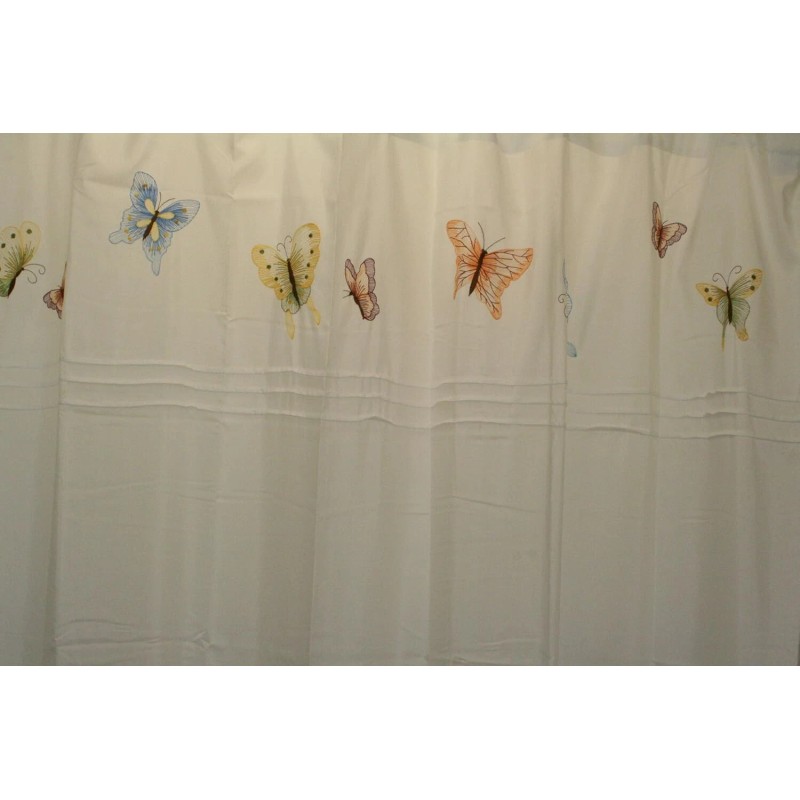 Ricardo Butterfly Embroidered Fabric Shower Curtain Mariposa 70Wx72L