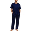 SWOMOG Men Satin Pajama Set Short Sleeve Pj Set 2