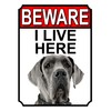 Shawprint BEWARE I LIVE HERE METAL GATE SIGN GREAT DANE