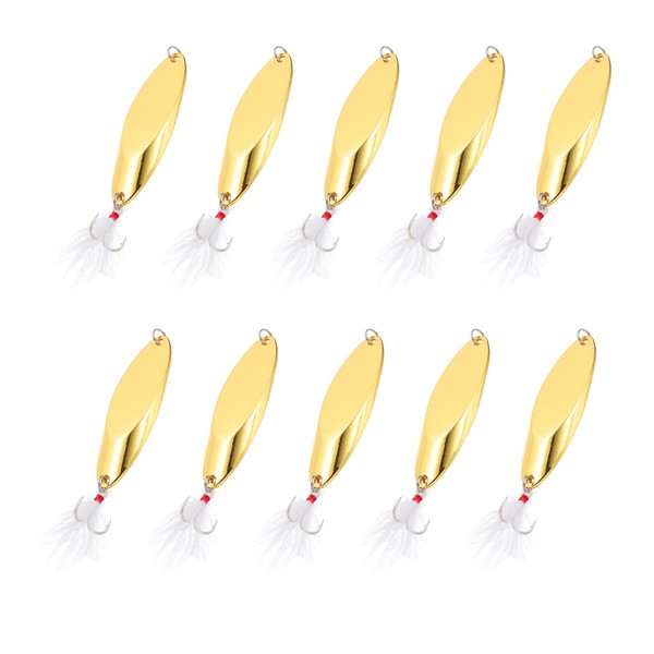PATIKIL Fishing Spoons, 10 Pcs 1-3/8oz Fishing Lures Casting Spoon