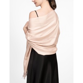 Achillea Soft Silky Pashmina Scarf for Women – Shawl Wrap for Evening Dresses, Bridesmaids, Weddings & Everyday Wear (Tan)