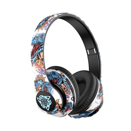 MODIDSTU Graffiti Style Over-Ear Headphones - Wireless Bluetooth 5.0, Hi-Fi Stereo Sound, Comfortable Soft Earpads, 30-Hour Playtime, Built-in Mic for Hands-Free Calls (B)