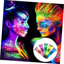 Ipetboom 5pcs Fluorescent Pigments Neon Craft Paint Washable Face Body Paint for Light