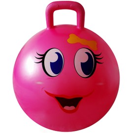 AppleRound Hippity Hoppity Hopball with Ball Pump, 18in/45cm Diameter for Age 3-6, Kangaroo Bouncer, Space Hopper Ball with Handle for Children, Printed Design (Girl)