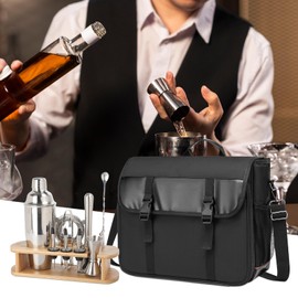 Bartender Bag for Bar Tools Set，Skureay Travel Bag with Padded Compartments for Cocktail Shaker Set，Portable Tool Bags Perfect for Wine Bottles,Cocktail Stirrer,Bar Shaker(Bag Only)