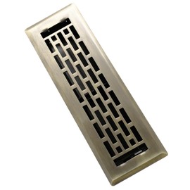 SANYCASA Floor Register 2x10 Inches - Heavy Duty Walkable Steel Floor Vents Ease Adjust Air Flow Direction Floor Registers - Boston Design - Antique Brass Air Floor Vent Covers for Home