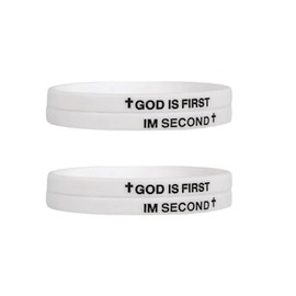 xuzhiyuan GOD IS FIRST IM SECOND Christian Rubber Bracelets Inspirational Engraved Bible Verses Cross Silicone Bracelet for Women Men Faith Gifts-B